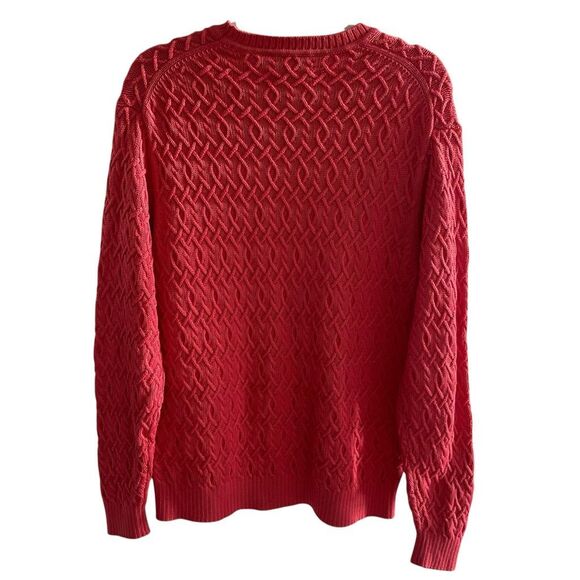 Men’s Talbots Silk Cotton Cable Knit Sweater Sz Medium Salmon Pink Crew Neck - Picture 5 of 5